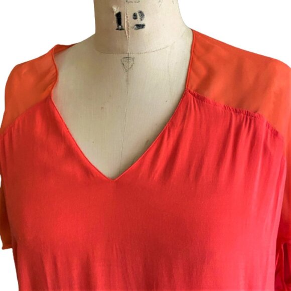 Helmut Lang Oasis Draped Voile Chiffon Dress in Anemone (Orange) - Picture 11 of 16